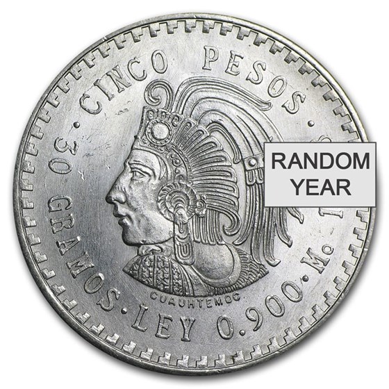 Mexico Silver 5 Pesos Cuauhtemoc (1947-1948) XF-AU Mexico Silver 5 Pesos Cuauhtemoc (1947-1948) XF-AU